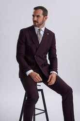 Regent Wine Double-Breasted Two Piece Suit